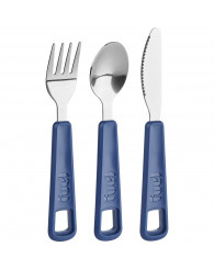 Ensemble de 3 ustensiles emboîtables (cuillère + fourchette + couteau) (bleuet) fuel TRUDEAU (no 03019018)
