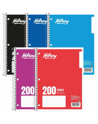 Cahier avec spiral QUADRILLÉ (4ca./po.) 1 sujet @200p. HILROY (no 13-009)