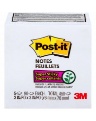 Feuillets autoadhésifs Post-it (3x3po.) BLANC @450f. (no 654-5SSW)