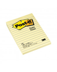 Feuillets autoadhésifs super collants LIGNÉS jaunes Post-it (4x6po.) @100f. (no 660YEL)
