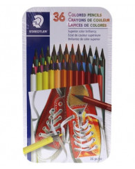 Crayons à colorier de forme hexagonale avec boîte de métal @36 STAEDTLER (no 175M36A6) 
