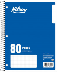 Cahier avec spiral QUADRILLÉ (métrique) (5x5mm) (5ca./po.) @80p. (couverture bleue) HILROY (no 13-005)