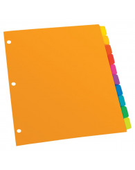 Intercalaires en poly opaque (10 onglets) de couleurs (no PL213-10RBW)