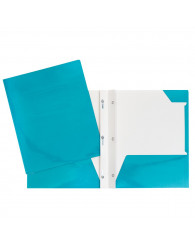 Duo-tang combo (pochettes+attaches) GEO carton laminé (no 34200TE) TURQUOISE 