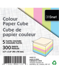Cube de papier couleur PASTEL @300f. (3-1/2 x 3-1/2 po.) OffiSmart (no A00123)