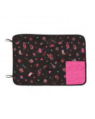 Napperon en tissu avec pochette pour ranger les ustensiles nanö (COUNTRY) noir et rose