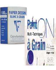 Papier à grain - Dessin blanc 24x32cm///21X29,7cm - Clairefontaine (96175C///975049C) (selon les arrivages)