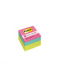 Feuillets autoadhésifs Post-it (2x2po.) @400f. COULEURS VIVES (Rose vif, Turquoise, Vert citron) (no 2051-BRT-SR)