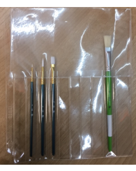 Pochette à pinceaux avec 3 trous en vinyle souple, transparent (facultatif)