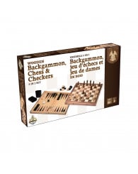 Backgammon, jeux d'échecs et de dames en bois - Ensemble 3-en-1 - Gladius