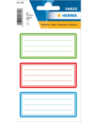 Étiquettes d'identification autocollantes @18 (BORD VERT/ROUGE/BLEU) HERMA (no H1791)