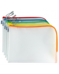 Pochette en poly transparente, givrée avec fermeture éclaire (à glissière) de couleur A4+ (36x28 cm) HERMA (coul. ass.) 