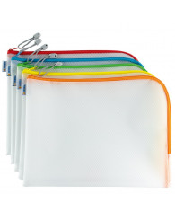 Pochette en poly transparente, givrée avec fermeture éclaire (à glissière) de couleur A6 (19x14 cm) HERMA (coul. ass.) 