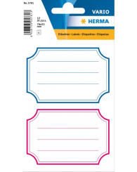 Étiquettes d'identification autocollantes @12 (BORD BLEU/ROUGE) HERMA (no H5781)