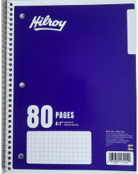 Cahier avec spiral QUADRILLÉ (4ca./po.) @80p. (couverture mauve) HILROY (no 13-222)