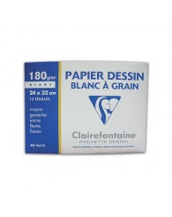 Pochette de 12 feuilles de Papier Dessin blanc 24x32cm - Clairefontaine (96175C) 