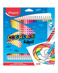 Crayons de couleurs en bois effaçables forme triangulaire COLOR'PEPS OOPS (emballage de 24) MAPED (no 832824)