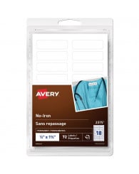 Étiquettes pour vêtements permanentes (SANS repassage) @72 (1/2'' x 1-¾") AVERY (no 2375)