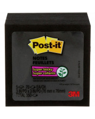 Feuillets autoadhésifs Post-it (3x3po.) NOIR @350f. (no 654-5SSSC)