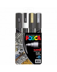 Ensemble de 4 marqueurs acryliques métalliques POSCA (1,8-2,5mm) (no PC-5M-4C)