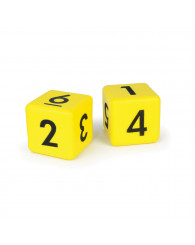 Ensemble de 2 cubes en mousse recouvert de vinyle jaune (chiffres) (no 13664)
