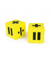 Ensemble de 2 cubes en mousse recouvert de vinyle jaune (symboles opérations) (no 13666)