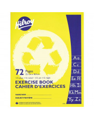 Petit cahier d'exercices, jaune, 72 pages, recyclé (9x7po.) (1/2 page uni et 1/2 page ligné) HILROY (No 12-150)