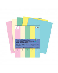 Papier couleurs pastels @100f. en 5 couleurs variées (8.5x11po.) (no 32899)
