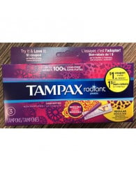 Tampons hygiéniques compacts Radiant TAMPAX (emballage de 3)