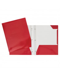 Duo-tang combo (pochettes+attaches) GEO carton laminé (no 34200RD) ROUGE