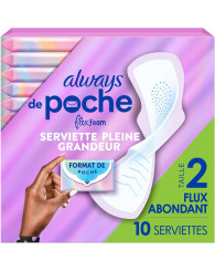 Serviettes hygiéniques (avec enveloppe refermable) ALWAYS de poche (emballage de 10) 