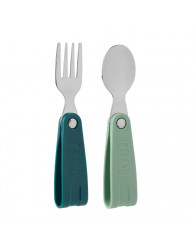 Ustensiles (ensemble de 2) pliables (cuillère + fourchette) (vert jade) fuel TRUDEAU (no 03025351) 
