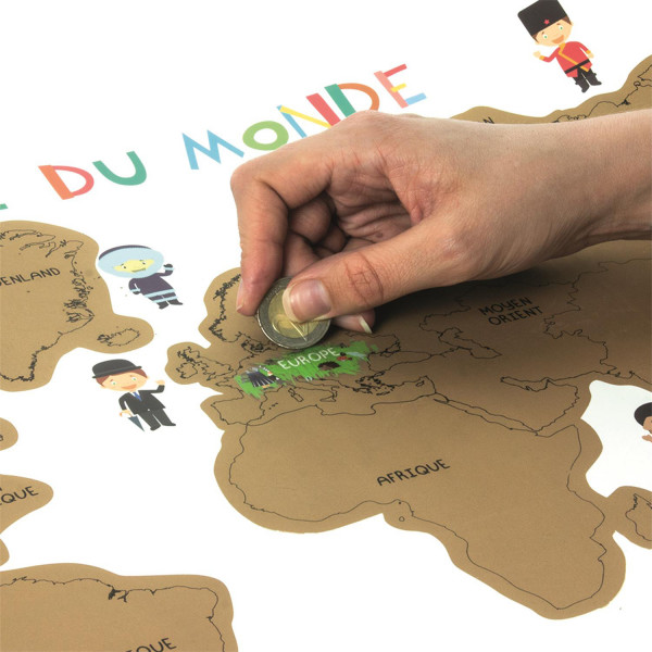 Mappemonde à gratter enfant plus de 8 ans Map Monde carte - Totalcadeau